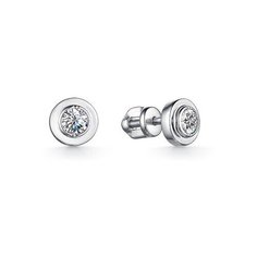 Серьги пусеты Dewi, серебро, 925 проба, фианит, размер/диаметр 6 мм, серебряный