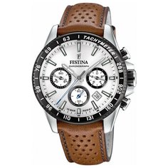 Наручные часы FESTINA Timeless Chrono, белый, коричневый