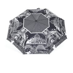 Мини-зонт RAINDROPS, черный, белый