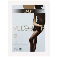 Колготки Omsa Velour, 15 den, размер 2/S, бежевый, золотой