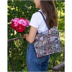 Сумка тоут L-CRAFT, фактура матовая, зеленый, красный