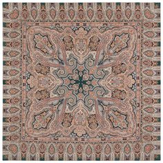 Платок Павловопосадская платочная мануфактура,135х135 см, бежевый, коричневый