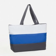 Сумка пляжная , синий, белый