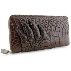 Сумка клатч Exotic Leather, фактура под рептилию, коричневый