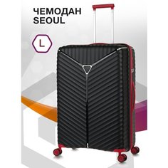 Чемодан Lcase Seoul, 127 л, размер L, черный Lcase