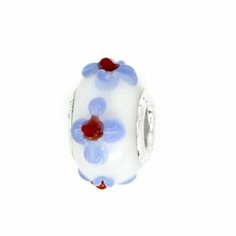 Шарм Handinsilver ( Посеребриручку ) Подвеска-шарм из муранского стекла Lampwork голубой (1шт), муранское стекло, голубой