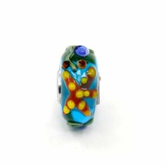 Шарм Handinsilver ( Посеребриручку ) Подвеска-шарм из муранского стекла Lampwork бирюзовый (1шт), муранское стекло, бирюзовый