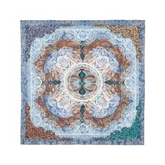 Платок Павловопосадская платочная мануфактура,70х70 см, фиолетовый, голубой