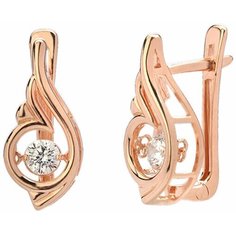 Серьги Эстет, серебро, 925 проба, золочение, фианит, бесцветный