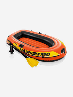 Лодка надувная Intex 58357 EXPLORER Pro 200 SET, 2-мест. + ручной насос, пластиковые весла, Оранжевый
