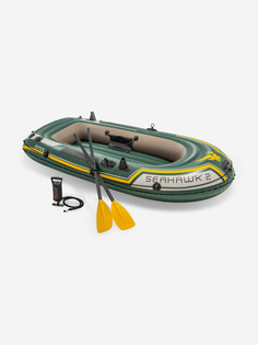 Лодка надувная Intex 68347 Seahawk 2 Set, 2-местная, насос, весла, до 240 кг, Зеленый