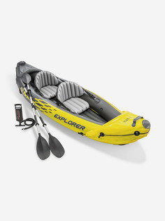 Лодка надувная Intex 68307 Explorer K2 Kayak, 2-местная, насос, алюминиевые весла, Желтый