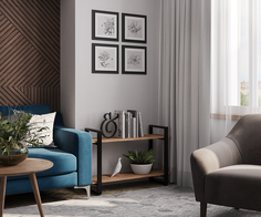 Стеллаж лофт A1 HOME Stefan, 2 полки, 60х90х31, дуб канзас