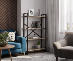 Стеллаж лофт A1 HOME Stefan 4 полки (140х90х31) дуб небраска