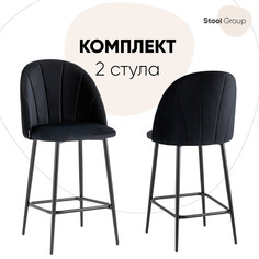 Стул полубарный Stool Group Логан NEW велюр черный (комплект 2 шт)
