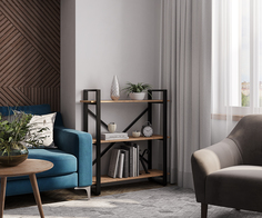 Стеллаж A1 HOME Stefan 3 полки 98х90х31 дуб Веллингтон