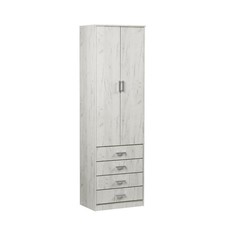Шкаф 2-х ств Орион с ящиками, 700х2300х450, Дуб крафт белый No Brand