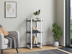 Стеллаж 4 Сезона Айсберг Лофт 40х102-2 белый, северное дерево темное