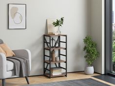 Стеллаж 4 Сезона Айсберг Лофт черный, дуб крафт табак