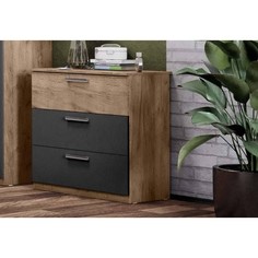 Комод Эконика 3 ящика, крафт табачный/антрацит 80x45,3x84,2 см No Brand