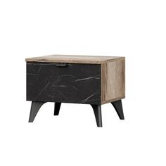 Тумба прикроватная Омега 4 450х364х357, Дуб делано/ камень Пьетра черный No Brand