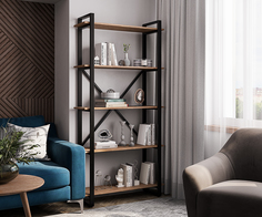 Стеллаж лофт A1 HOME Stefan 5 полок (180х90х31) дуб небраска А1 КОНСТРАКШН