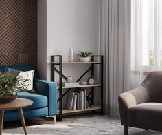 Стеллаж лофт A1 HOME Stefan 3 полки (98х90х31) дуб небраска