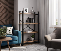 Стеллаж лофт A1 HOME Stefan 4 полки (140х90х31) дуб канзас