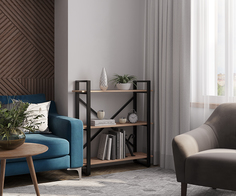 Стеллаж лофт A1 HOME Stefan 3 полки 98х90х31 дуб Сонома