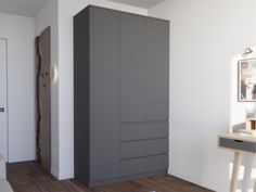 Шкаф распашной QualisMebel Уинстон 1200х600х2300, Графит
