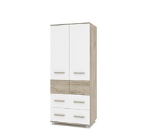 Шкаф 800 для белья с ящиками Вира-23 Серый дуб/Белый Дай мебель