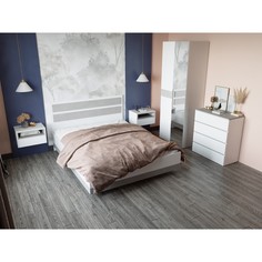 Спальный гарнитур Мечта, Кровать 1600, комод, шкаф 2х ств, 2 тумбы, Белый/Бетон No Brand