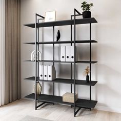 Стеллаж металлический A1 HOME Libron 5 полок 175х134х34 Черный Оникс