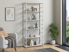 Стеллаж 4 Сезона Айсберг Лофт белый, дуб крафт белый