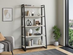 Стеллаж 4 Сезона Айсберг Лофт 100х187 черный, дуб крафт белый