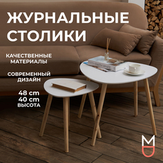 Набор журнальных столиков Mandarin Decor Глория белые 60*60*48 см, 40*40*47 см 2 шт