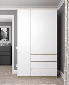 Шкаф распашной QualisMebel Уинстон 1400х500х2400, Дуб Сонома/Белый