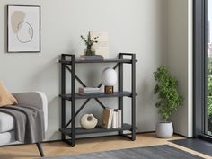 Стеллаж 4 Сезона Айсберг Лофт 80х102-2 черный, северное дерево темное