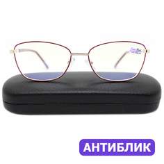 Готовые очки Fabia Monti 8935 +4.00, c футляром, антиблик, цвет бордовый, РЦ 62-64