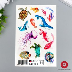 Татуировка на тело Морские жители 10х15 см, 3 шт No Brand