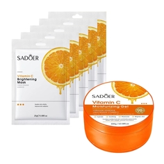 Набор Sadoer с витамином С Тканевая маска для лица 25г Гель для лица и тела 300г 6 шт