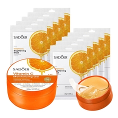 Набор Sadoer с витамином С Маска для лица 25г Гель для лица и тела 300г Патчи 80г 12 шт