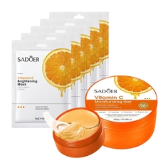 Набор Sadoer с витамином С Маска для лица 25г Гель для лица и тела 300г Патчи 80г 7 шт