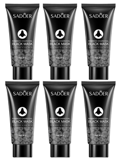 Комплект Sadoer Маска-пленка для лица от черных точек с бамбуковым углем 60 г 6 шт