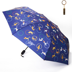 Комплект брелок+зонт складной женский автоматический Flioraj 21043 FJ синий
