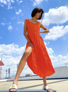 Платье женское B.INN.STL 9999 оранжевое 42-52 RU