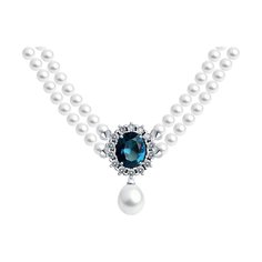 Колье из серебра 38 см SOKOLOV 92070089, ситалл искусственный/фианит/жемчуг