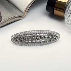 Заколка-автомат женская Queen Fair Стразы и узоры серебристая