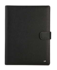 Папка для документов унисекс PETEK 681 черная/зернистая/с белой строчкой