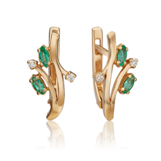 Серьги из золота PLATINA jewelry 02-0423, изумруд